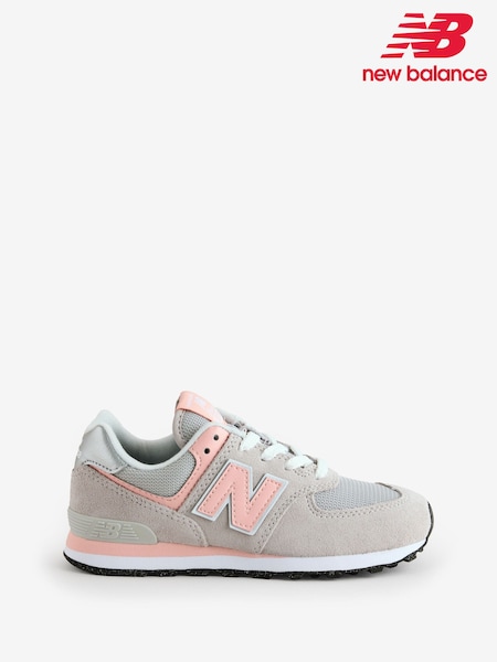 New Balance Grey/Pink/White Girls 574 Trainers (F13974) | €69
