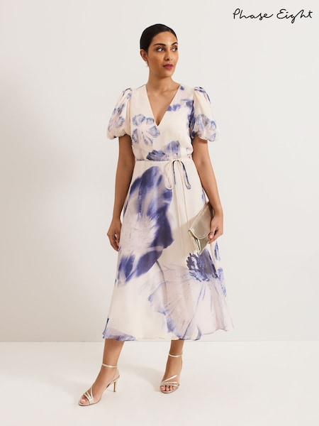 Phase Eight Black Petite Lizzie Floral Midi Dress (F14003) | 886 QAR