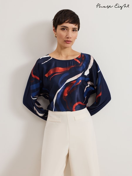 Phase Eight Blue Alora Abstract Print Top (F14004) | €44