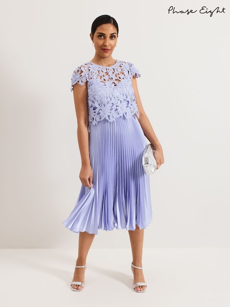 Phase Eight Blue Petite Dana Lace Double Layer Dress (F14009) | €216