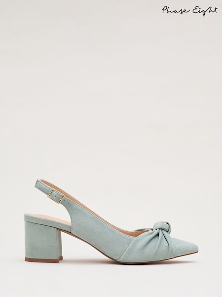 Phase Eight Green Knot Front Block Heel Slingback Shoes (F14020) | 539 QAR