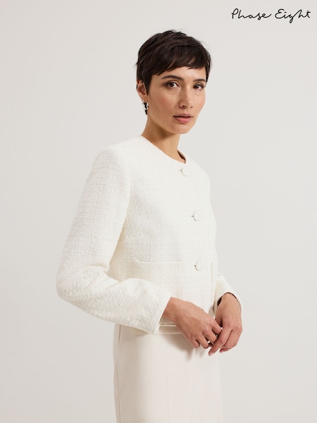 Phase Eight White Ripley Boucle Jacket (F14023) | 737 QAR