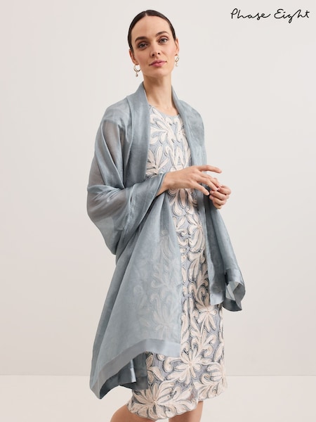 Phase Eight Grey Satin Trim Scarf (F14026) | AED227