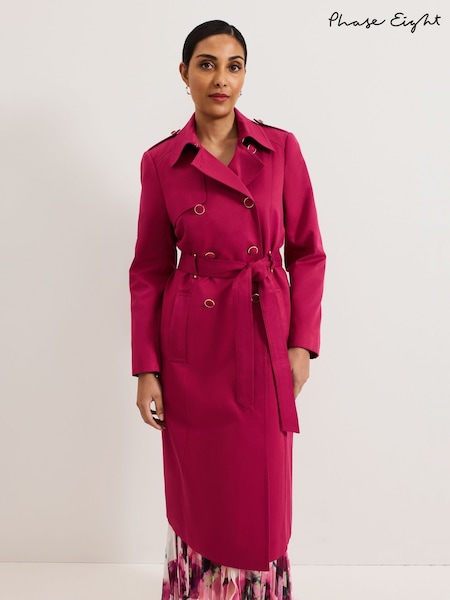Phase Eight Pink Cheryl Petite Trench Coat (F14028) | ₪950