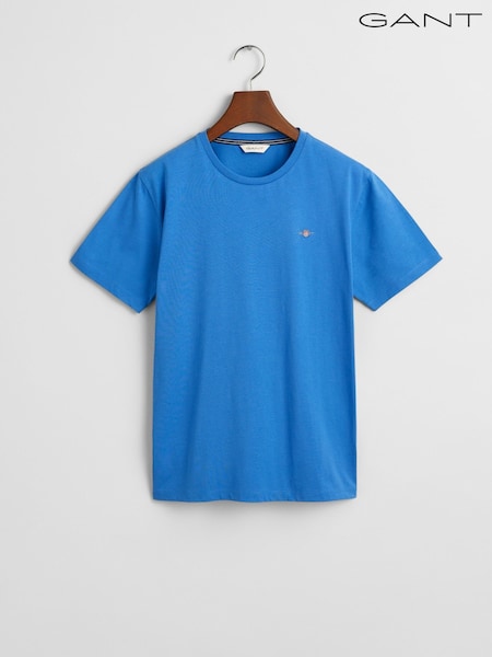 Himmelblau - GANT Kids Shield Crew Neck Cotton T-Shirt (F14049) | 38 €
