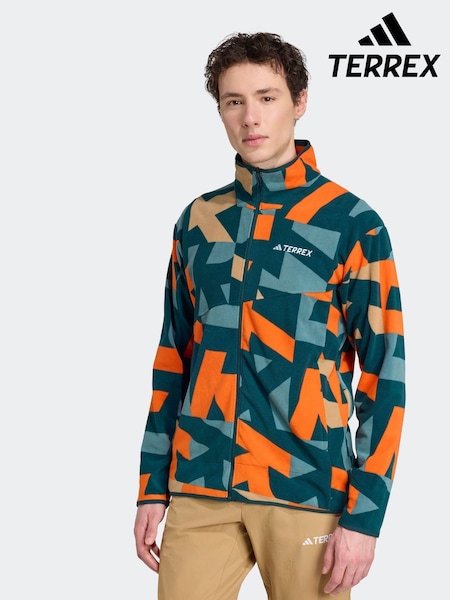 adidas Green Terrex Printed Full Zip Fleece Jacket (F14132) | R$ 590