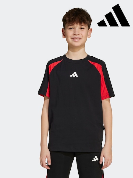 adidas Black/Red Seasonal Essentials Colorblock T-Shirt Kids (F14145) | R$ 130