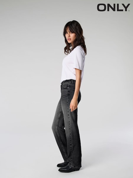 ONLY Black 100% Cotton Mid Waist Straight Leg Jeans (F14184) | €28