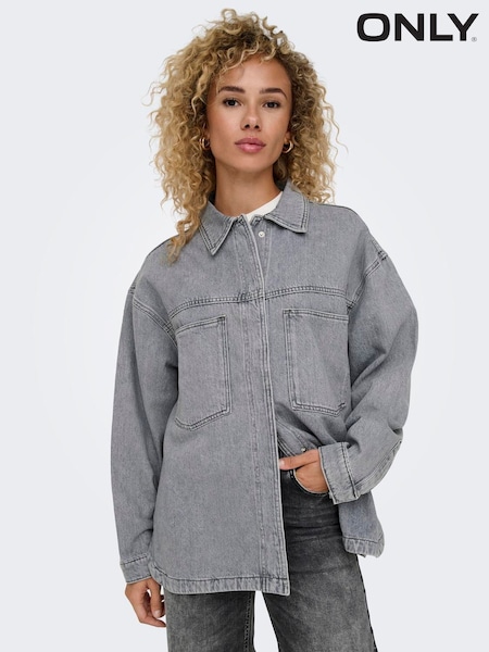 ONLY Grey Long Sleeve Loose Denim Over Shirt (F14200) | €60