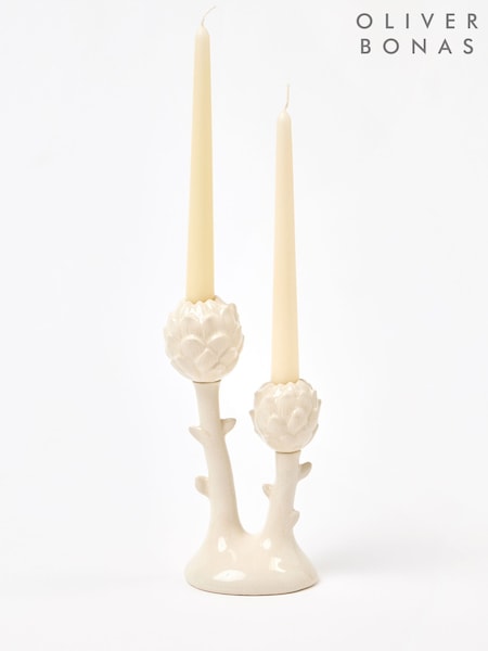 Oliver Bonas Cream Artichoke Ceramic Candelabra (F14217) | €34