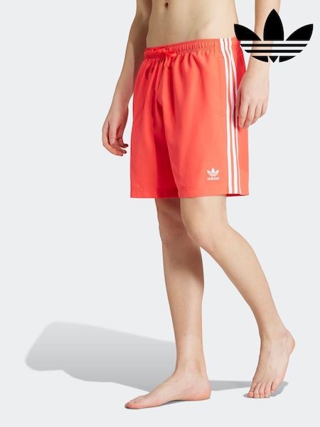 adidas Red Adicolor 3-Stripes 8-Inch Swim Shorts (F14305) | AED204