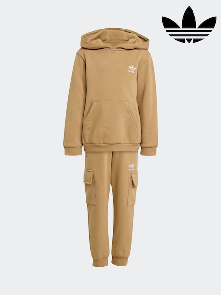 adidas Originals Brown Little Kids Hoodie and Cargo Joggers Set (F14312) | AED262