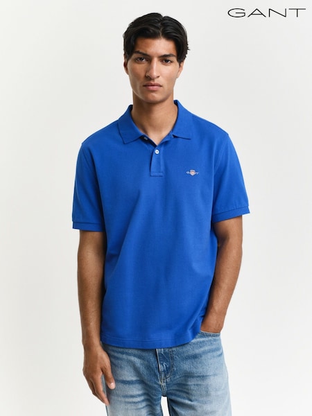 GANT Blue Regular-Fit Shield Pique 100% Cotton Polo Shirt (F14414) | AED230