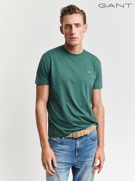 GANT Mid Green Regular-Fit Shield 100% Cotton T-Shirt (F14423) | AED233