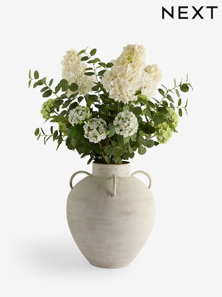 White Artificial Hydrangea Arrangement in Vase (F14546) | AED740