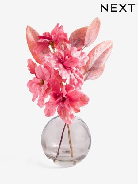 Metallic Pink Artificial Azalea In Glass Vase (F14550) | €16