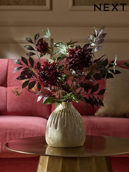 Red/Purple Artificial Dark Floral Arrangement in Ceramic Vase (F14556) | €66