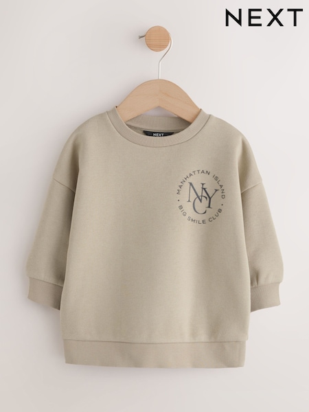Cement Printed Crew Neck Jersey Sweatshirt (3mths-7yrs) (F14594) | €12 - €15