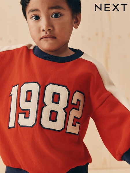 Red 1982 Appliqué Crew Neck Jersey Sweatshirt (3mths-7yrs) (F14596) | AZN 27 - AZN 32