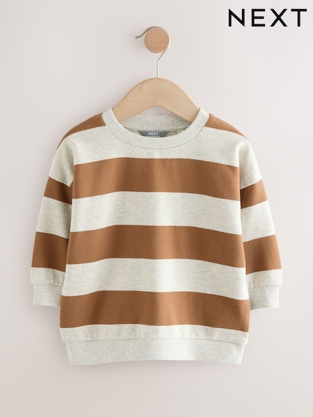 Chocolate Brown/Ecru All-Over Print Crew Neck Sweatshirt (3mths-7yrs) (F14601) | €14 - €17