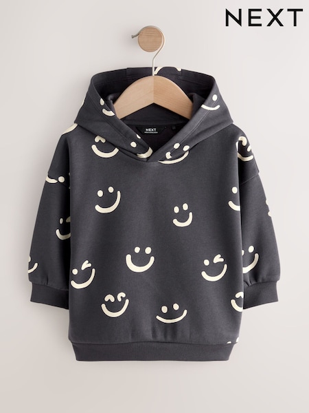 Black/White Long Sleeve Printed Hoodie (3mths-7yrs) (F14615) | AED66 - AED76
