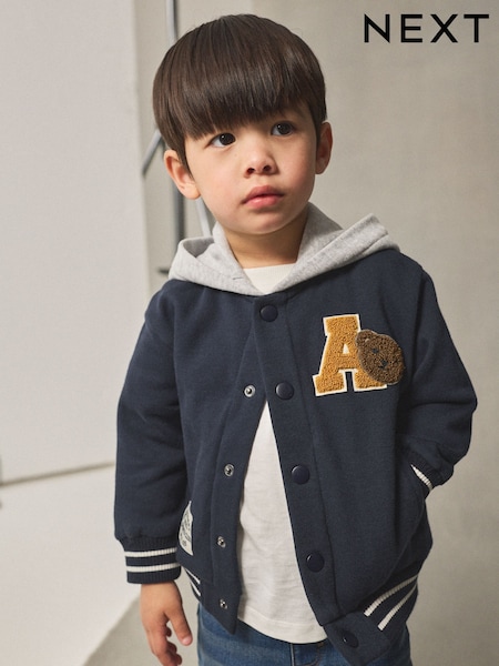 Navy Blue Bear Jersey Bomber Jacket (3mths-7yrs) (F14618) | AED86 - AED97