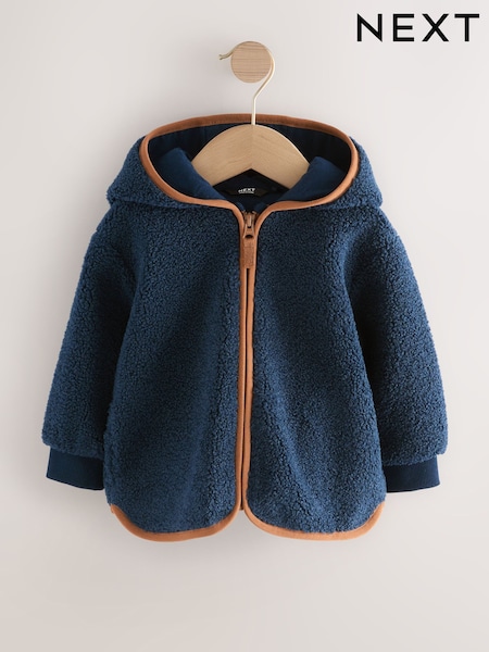 Navy Blue Hooded Fleece Zip Through Jacket (3mths-7yrs) (F14631) | €23 - €29