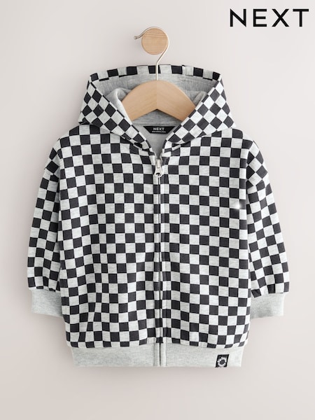 Black White Checkerboard Zip Through Hoodie (3mths-7yrs) (F14682) | €17 - €19