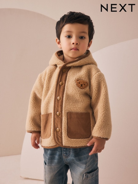 Tan Brown Hooded Fleece Zip Through Jacket (3mths-7yrs) (F14683) | €24 - €29