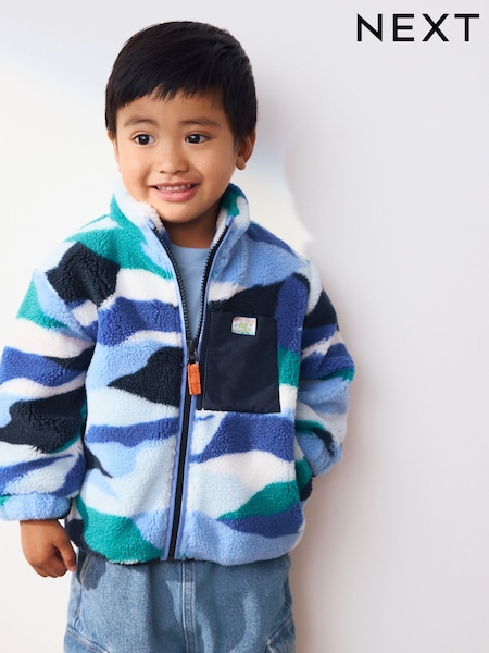 Blue/White Patterned Zip Through Fleece (3mths-7yrs) (F14685) | €25 - €30