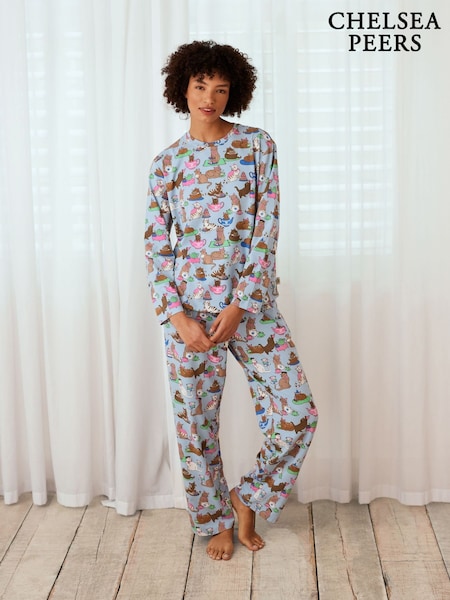 Chelsea Peers Cotton Cats Tea Party Print Long Pyjamas Set (F14741) | ‏238 ر.ق.