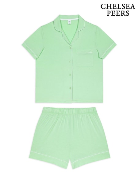 أخضر - Chelsea Peers TENCEL™ Modal Short Button Up Pyjamas Set (F14746) | ‏223 ر.ق.