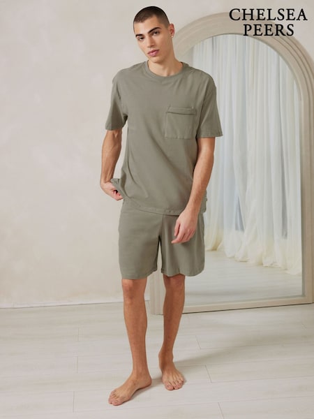 Chelsea Peers Green Cotton Crew Neck Short Pyjamas Set (F14749) | €53