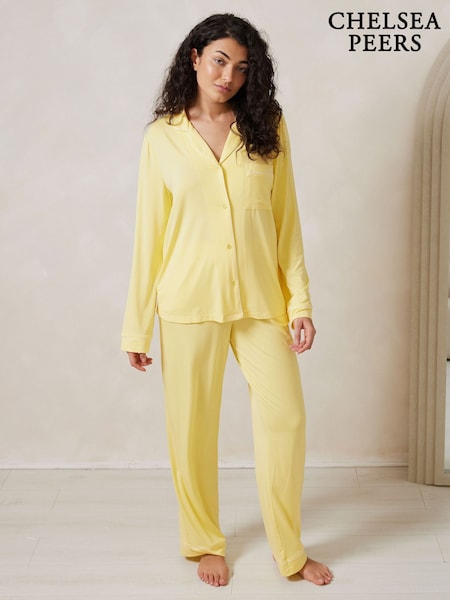 أصفر - Chelsea Peers TENCEL™ Modal Long Button Up Pyjamas Set (F14760) | ‏272 ر.ق.