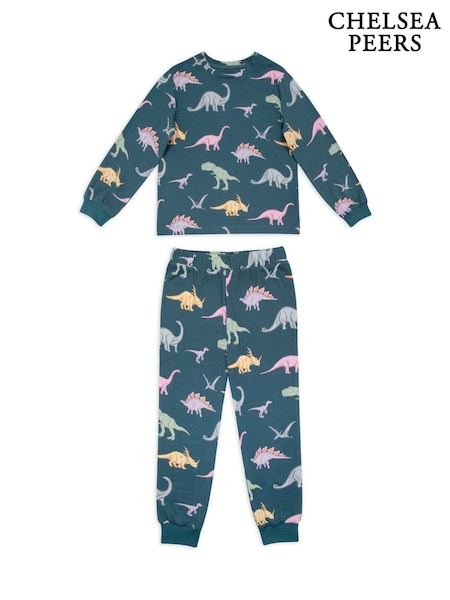 Chelsea Peers Green Dinosaur Print Long Pyjamas Set (F14792) | €43