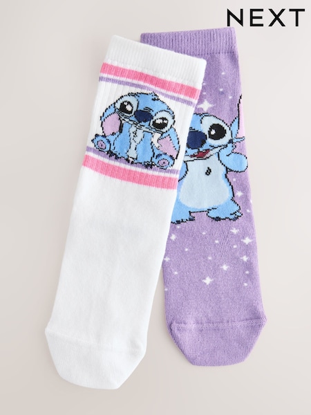 Purple Cotton Rich Lilo and Stich Ankle Socks 2 Pack (F14796) | 25 QAR - 30 QAR