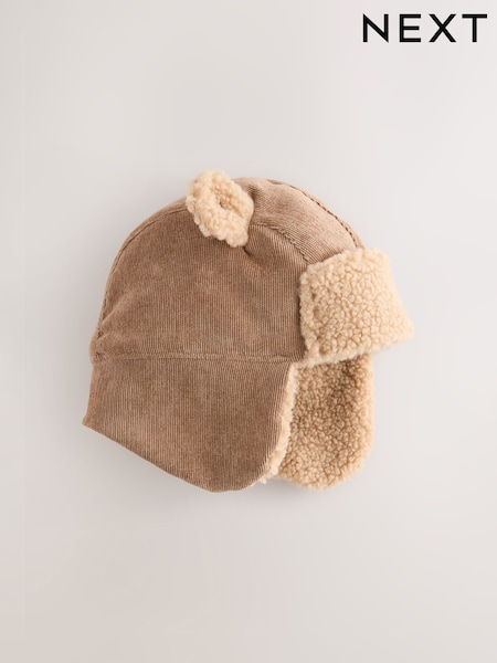 Tan Brown Borg Eared Baby Trapper Hat (0mths-2yrs) (F14834) | €10