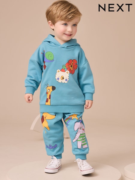 Blue Printed Hoodie And Joggers Set (3mths-7yrs) (F14862) | R$ 195 - R$ 235