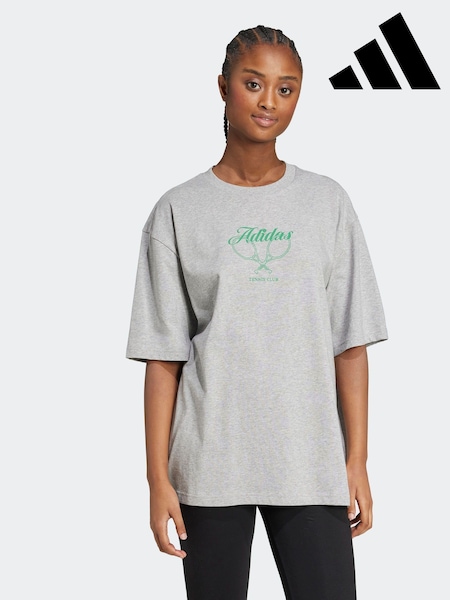 adidas Grey Country Club Graphic Oversize 100% Cotton T-Shirt (F14885) | R$ 195