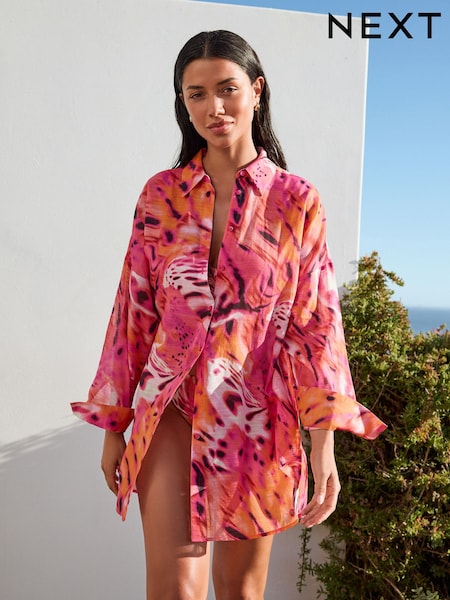 Pink Beach Shirt Cover-Up (F14961) | R$ 280