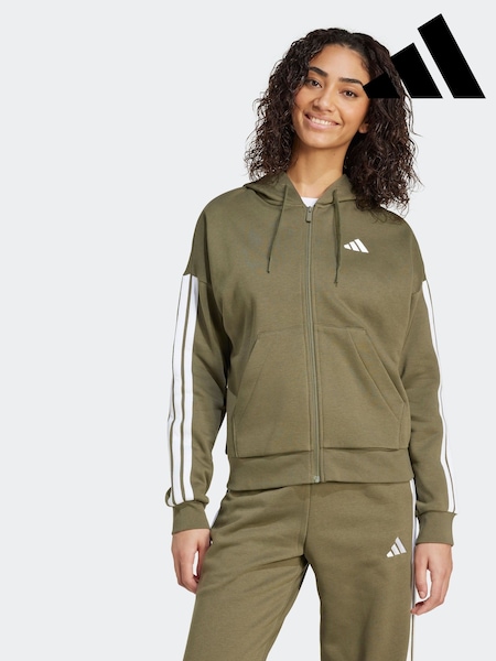 adidas Green Essentials 3-Stripes Full Zip Fleece Hoodie (F14984) | R$ 445