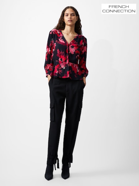 French Connection Black Foliage Chiara Balloon Top (F15033) | €120