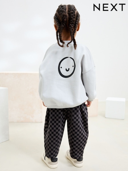 Black/Grey Sweatshirt and Patterned Jogger Set (3mths-7yrs) (F15047) | €25 - €30