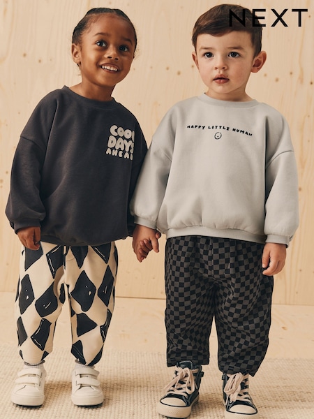 Imprimé noir/blanc - Ensemble Sweat-shirt et Survêtement Lot de 2 (3mois à7ans) (F15060) | € 40 - € 49