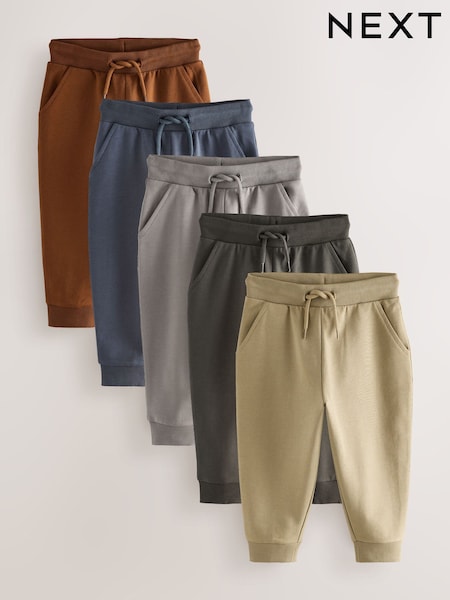 Khaki/Grey/Blue Regular Fit Joggers 5 Pack (3mths-7yrs) (F15063) | €39 - €45