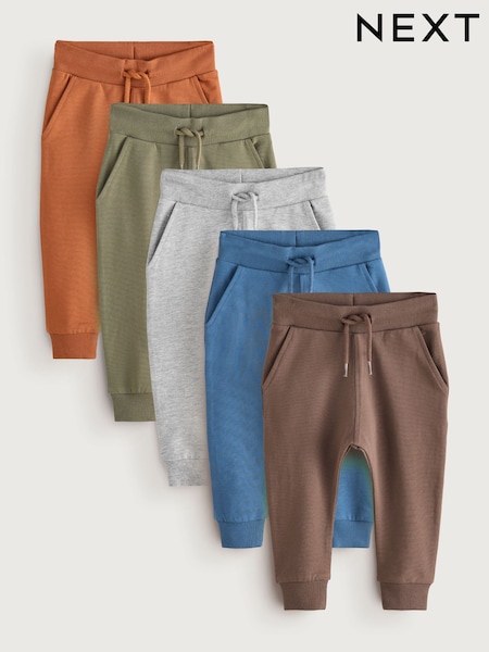 Blue/Rust Orange/ Khaki Green Skinny Fit Joggers 5 Pack (3mths-7yrs) (F15065) | AED137 - AED157