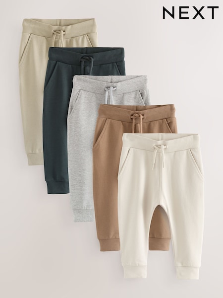 Stone/Tan Brown/Grey Skinny Fit Joggers 5 Pack (3mths-7yrs) (F15068) | 134 QAR - 153 QAR