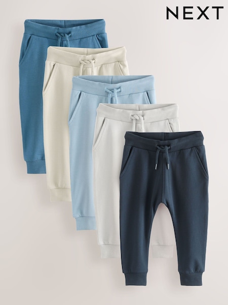 Blue/Ecru/ Navy Blue Skinny Fit Joggers 5 Pack (3mths-7yrs) (F15071) | €35 - €39