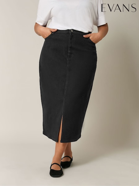 Evans Split Front Denim Black Skirt (F15150) | 67 €