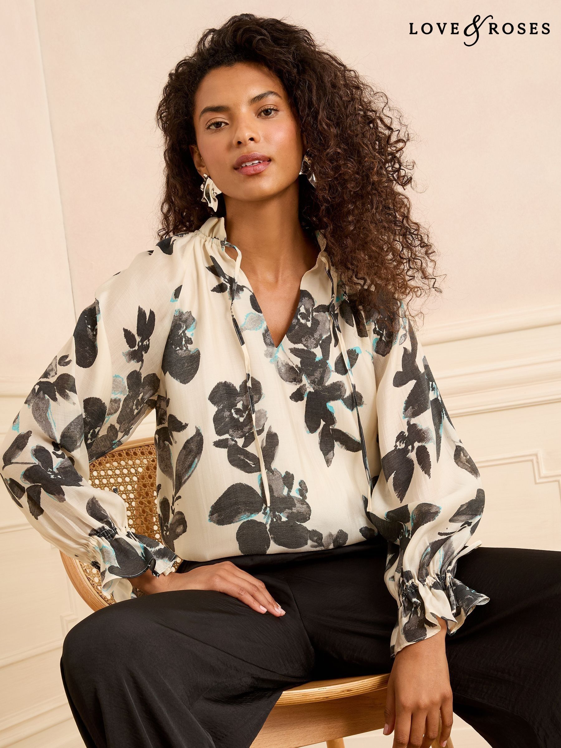 トップス her lip to Garden Floral Print Blouse Herlipto GardenFloralprint RibbonBlouse - メルカリ
